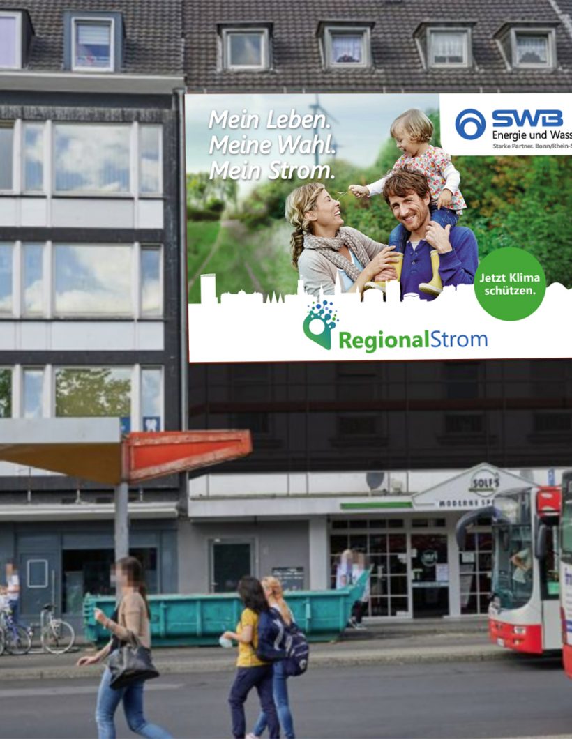 SWB Regionalstrom Riesenposter Bonn Hauptbahnhof